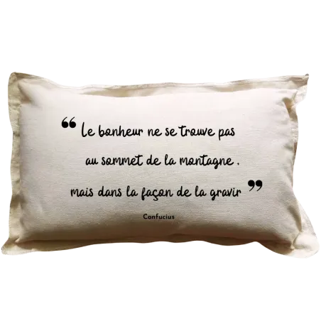 Coussin citation Confucius "Le bonheur" | Sagesse orientale