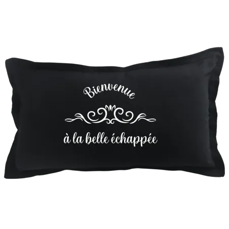 Coussin rectangulaire noir personnalisé Bienvenue (Nom de lieu)