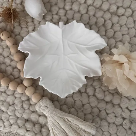 Vide-poche feuille d'érable blanc - Design nature élégant