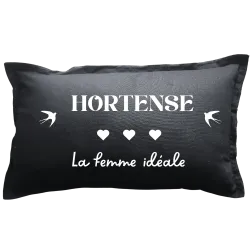 Coussin rectangulaire noir personnalisé mariage : La Femme idéale
