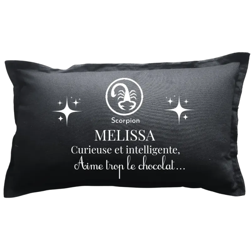 Coussin rectangulaire noir personnalisé Signe du zodiaque
