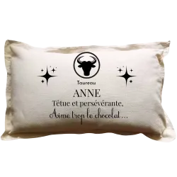 Coussin rectangulaire beige personnalisé Signe du zodiaque