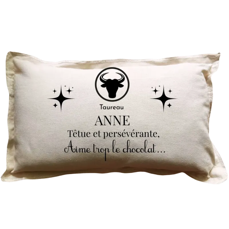 Coussin rectangulaire beige personnalisé Signe du zodiaque