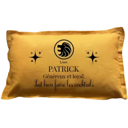 Coussin rectangulaire moutarde personnalisé Signe du zodiaque
