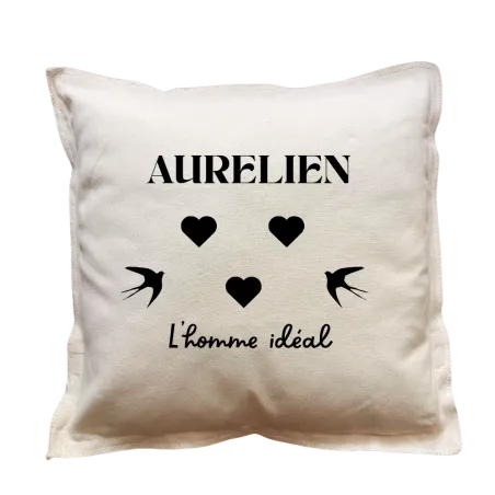 Coussin carré beige personnalisé mariage : Homme idéal