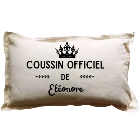 Coussin rectangulaire beige personnalisé prénom : Coussin officiel de ...