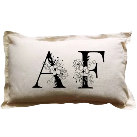 Coussin rectangulaire beige personnalisé : Initiales belles lettres