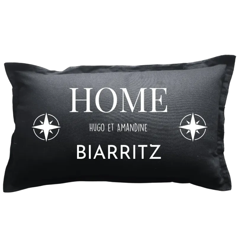 Coussin rectangulaire noir personnalisé destination : Home