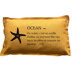 Coussin à texte rectangulaire moutarde définition du mot : Océan