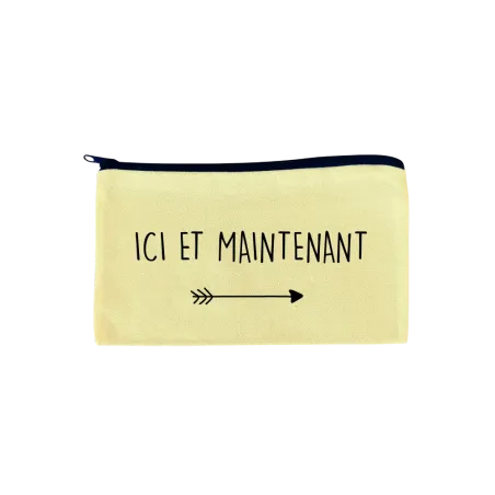 Pochette à message en toile beige : Ici et maintenant