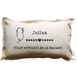 Coussin rectangulaire beige personnalisé Chat : Chef officiel ...
