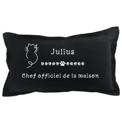 Coussin rectangulaire noir personnalisé Chat : Chef officiel ...
