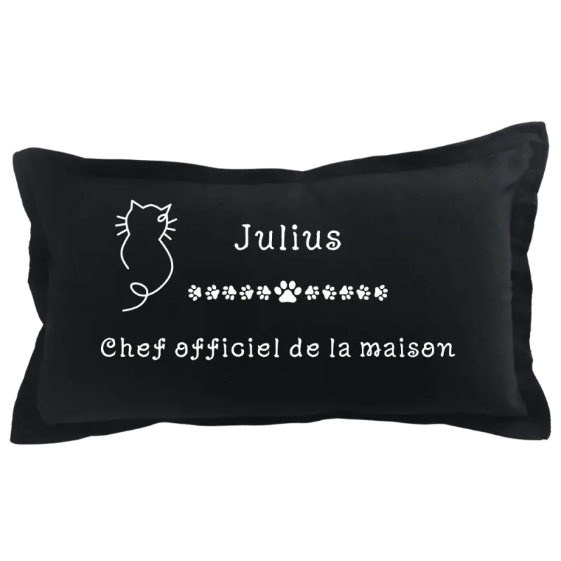 Coussin rectangulaire noir personnalisé Chat : Chef officiel ...