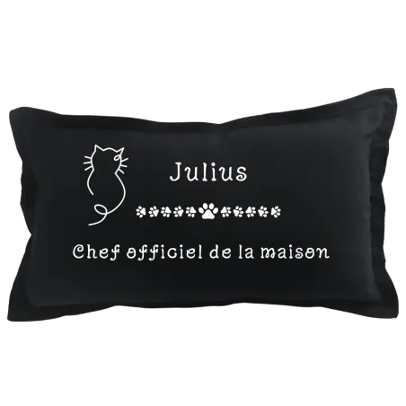 Coussin rectangulaire noir personnalisé Chat : Chef officiel ...