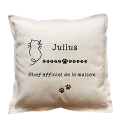 Coussin carré beige personnalisé Chat : Chef officiel ...
